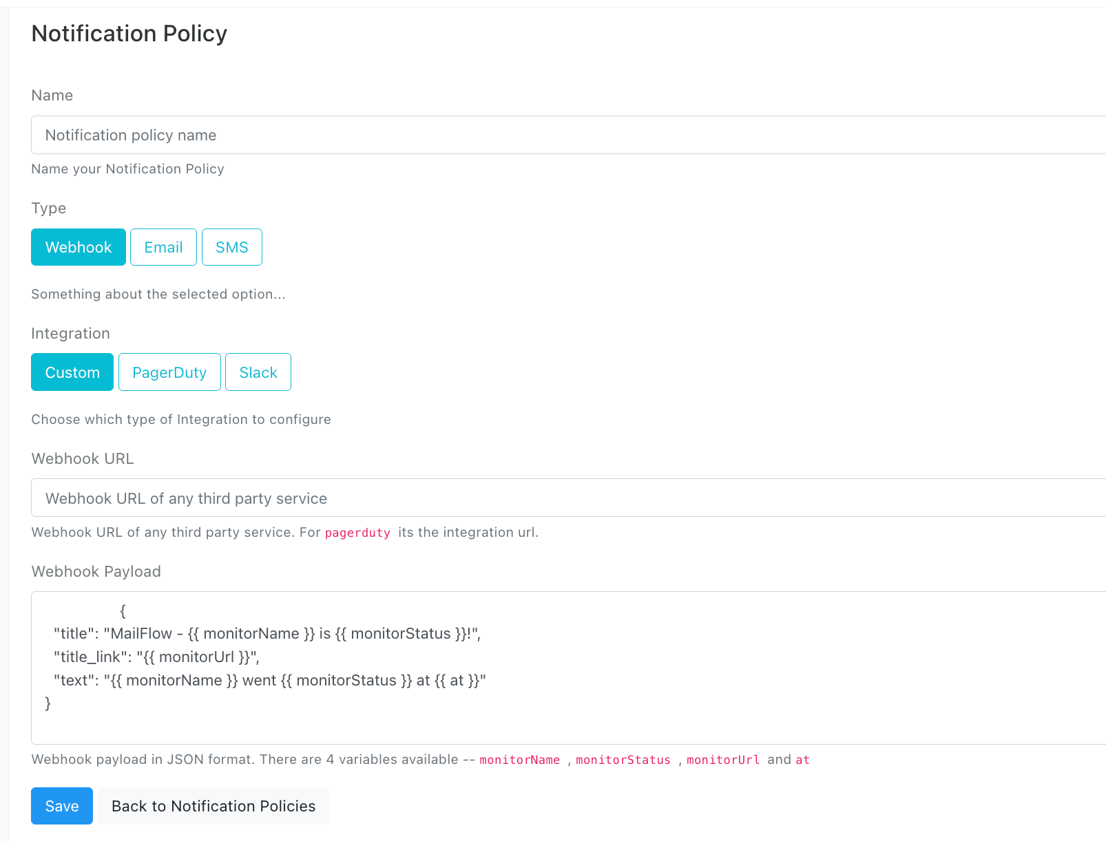 Notification Policy Configuration